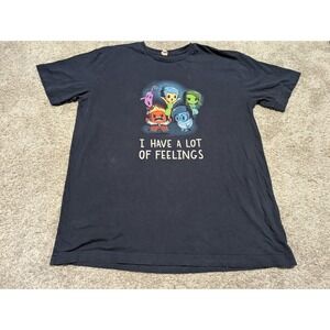 Live and Tell Inside Out I Have A Lot Of Feelings Navy Blue Graphic Tee Shirt XL